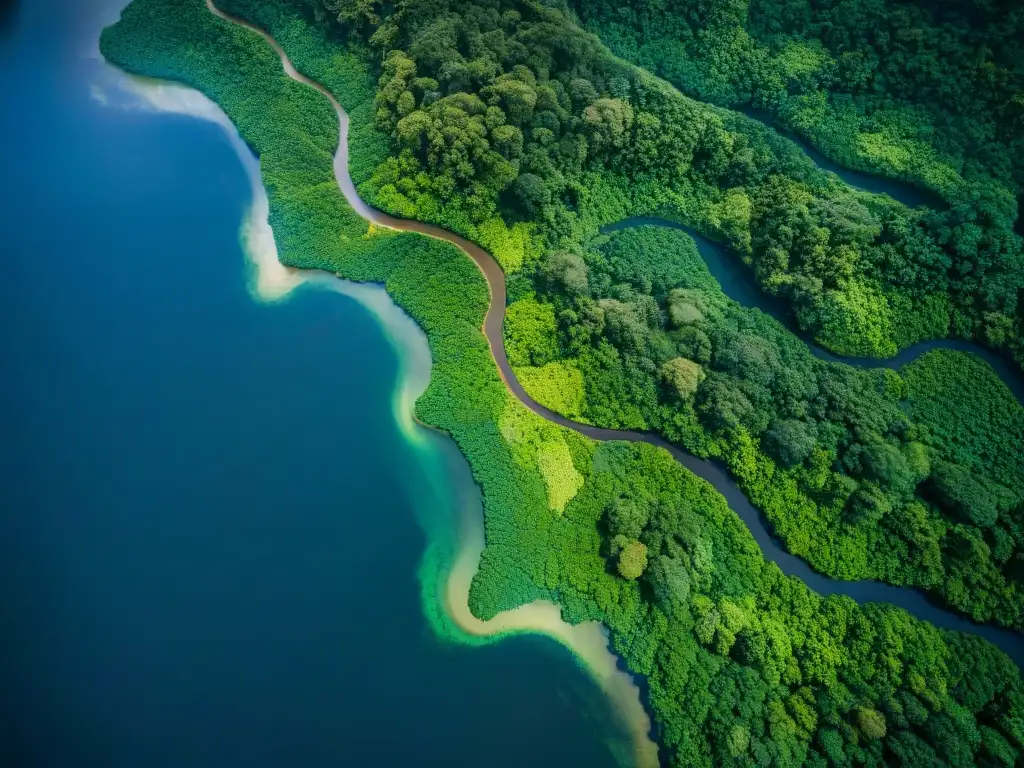 Imágenes satelitales en cartografía: Ríos serpenteantes en la exuberante selva amazónica, con juego de luces y sombras