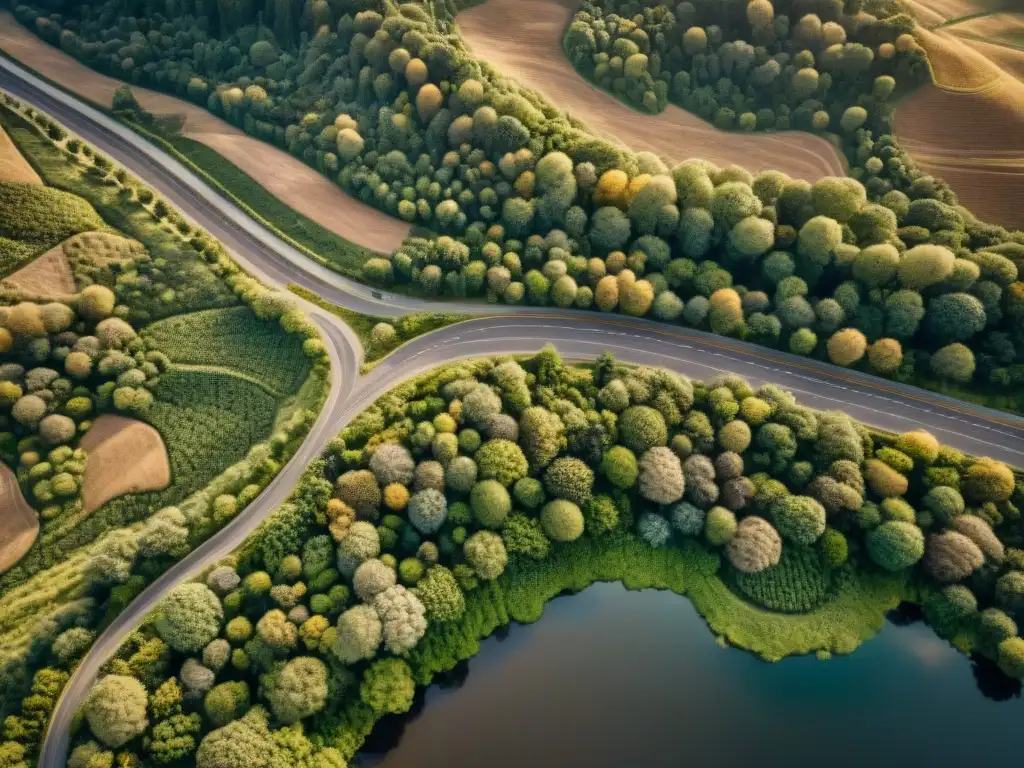 Interpretación de imágenes satélites en tonos sepia mostrando paisajes urbanos y naturales entrelazados