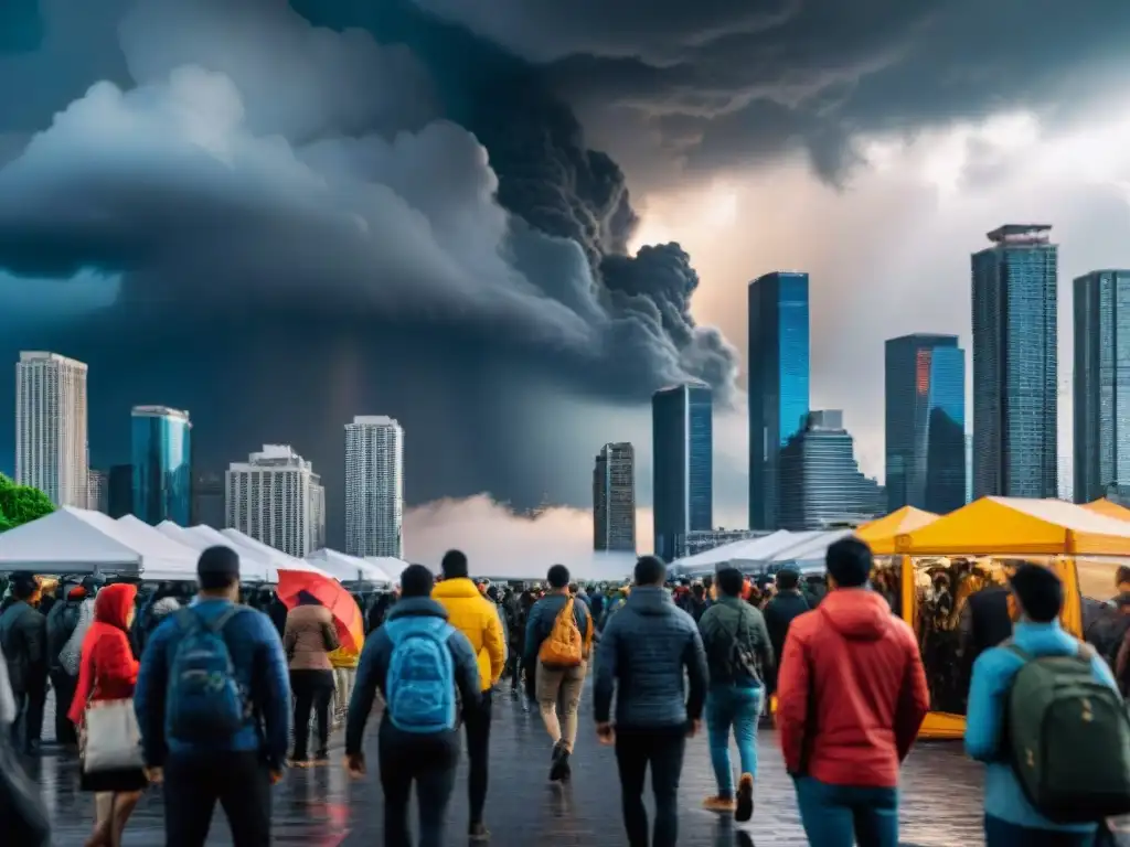 Impresionante ciudad urbana con amenaza de desastre natural