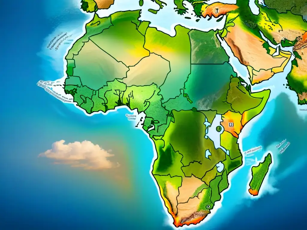 Impresionante mapa sepia de África, destacando su biodiversidad