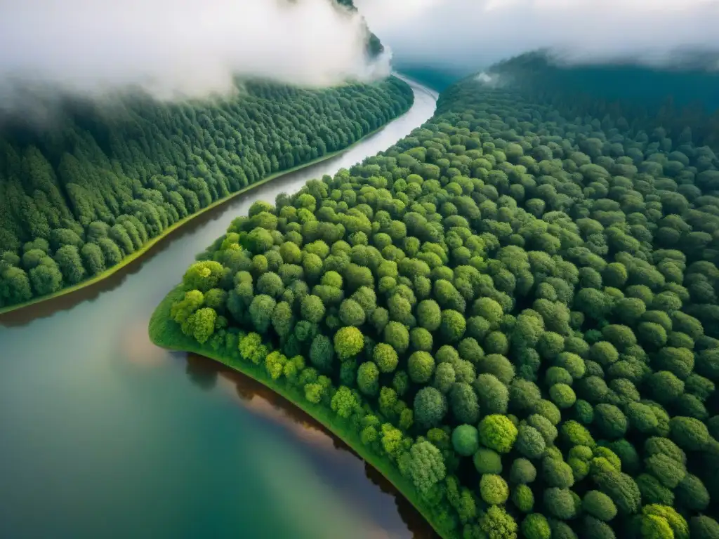 Intrincada red de ríos y bosques capturada desde un dron