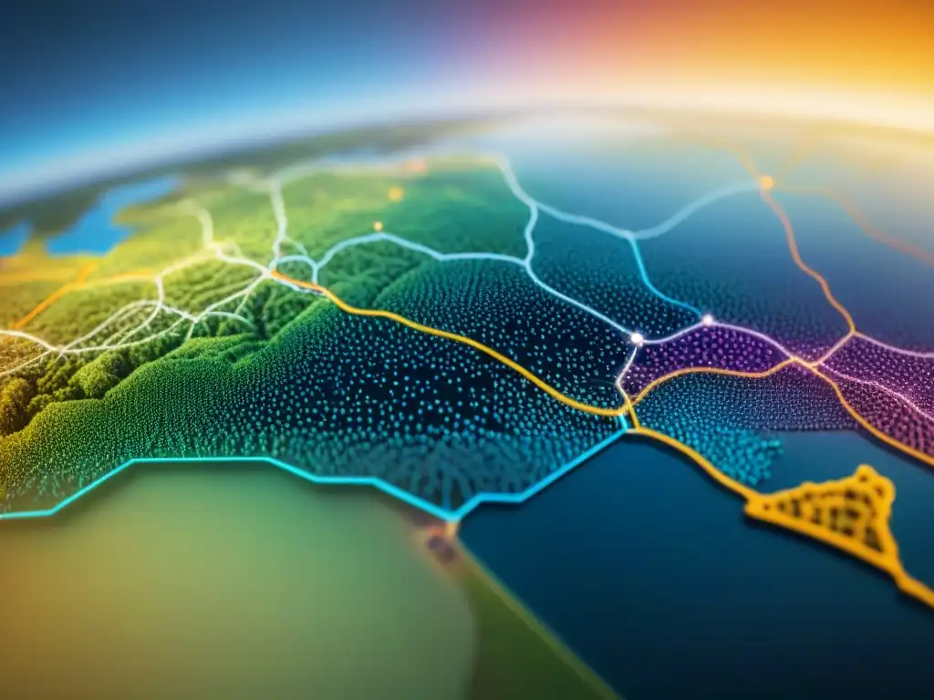 Intrincado mapa sepia que muestra la red de datos en cartografía digital