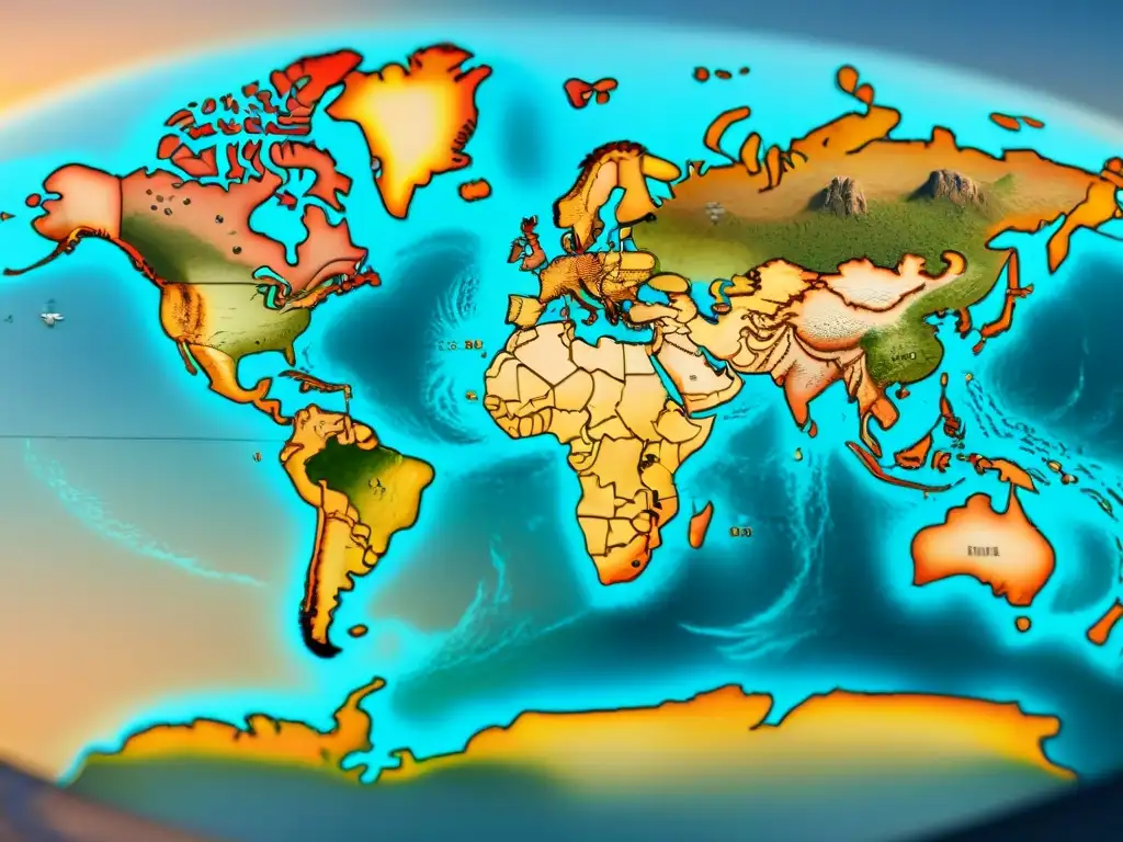 Mapa antiguo detallado en sepia, evocando evolución de cartografía
