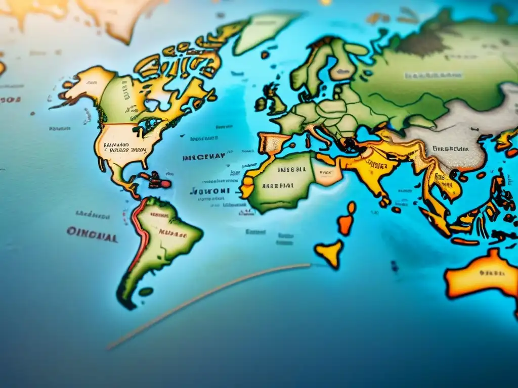 Mapa antiguo detallado en sepia con errores cartográficos históricos comunes