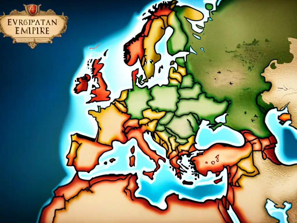 Mapa antiguo detallado de la evolución cartográfica europea post Imperio Romano en tonos sepia