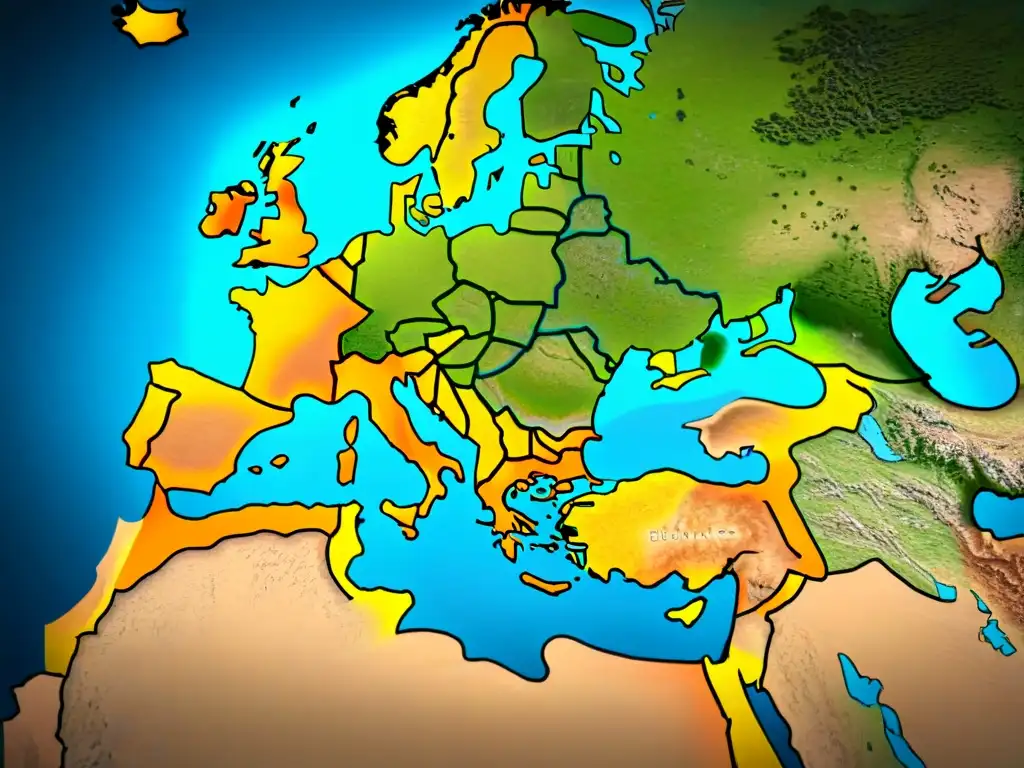 Mapa antiguo detallado del Imperio Romano en sepia, con inscripciones latinas