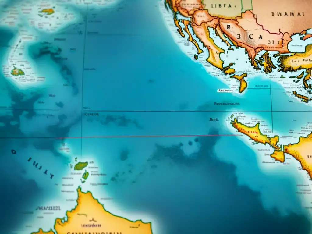 Mapa antiguo detallado en 8k mostrando la evolución de la cartografía, límites políticos y territorios disputados