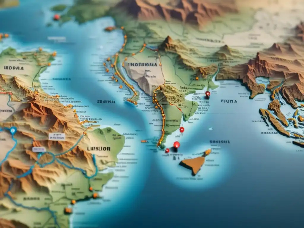 Mapa antiguo detallado con marcas geográficas y redes sociales integradas sutilmente