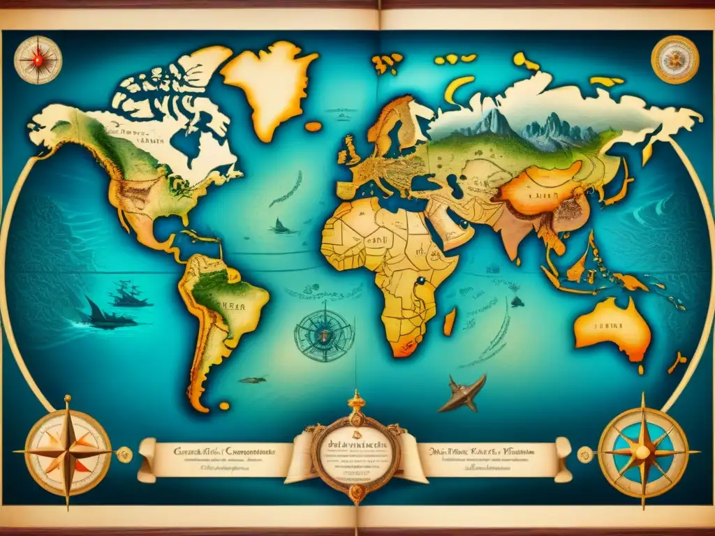 Mapa antiguo detallado con monstruos marinos y barcos, simbolizando la evolución cartografía mapas antiguos