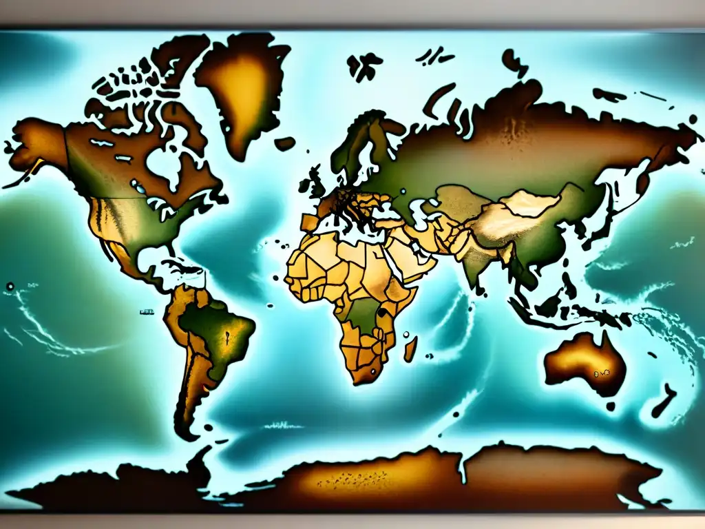 Un mapa antiguo detallado en tonos sepia, evocando nostalgia y aventura