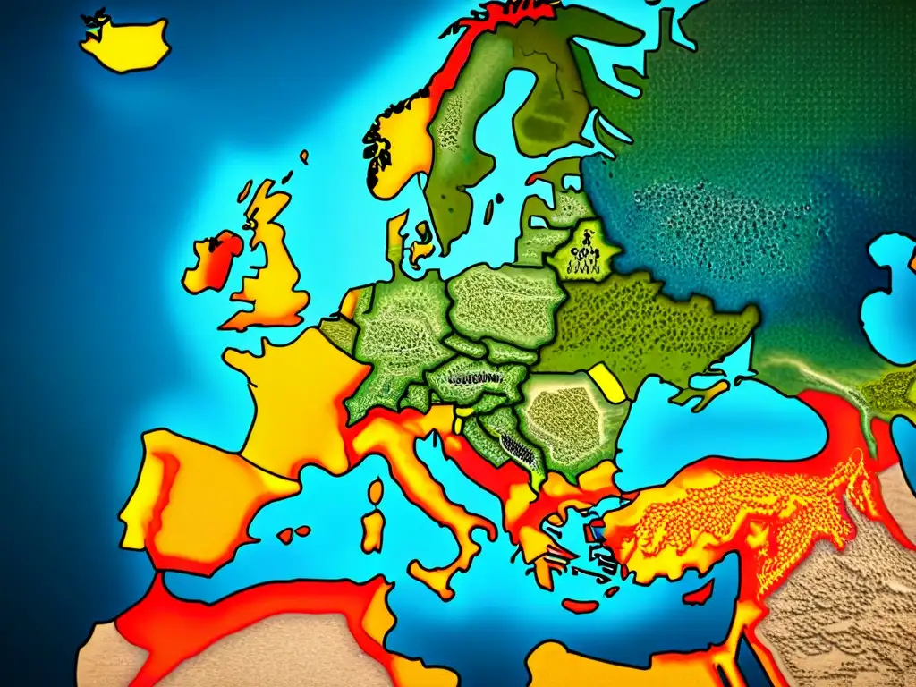 Mapa antiguo de la Peste en Europa durante la Edad Media, detallando la propagación de la enfermedad