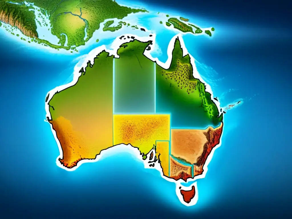 Mapa detallado sepia de la evolución cartografía Australia Nueva Zelanda