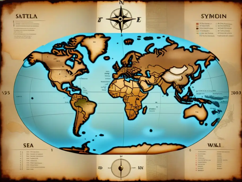 Mapa detallado en sepia mostrando la evolución de la cartografía