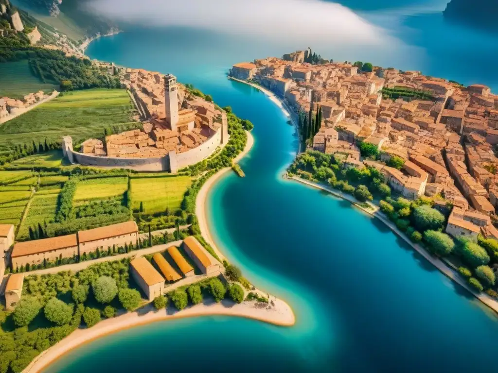 Mapa detallado de ciudades italianas antiguas en sepia Mapa sepia detallado de antiguas ciudades italianas con coliseos y templos