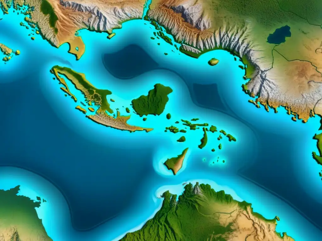 Mapa detallado en sepia de antiguas civilizaciones con imágenes satelitales modernas, ilustrando la historia de la cartografía digital