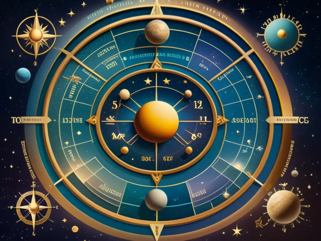 Mapa detallado sepia fusiona astrología y cartografía renacentista, destacando la importancia de la astrología en mapas antiguos