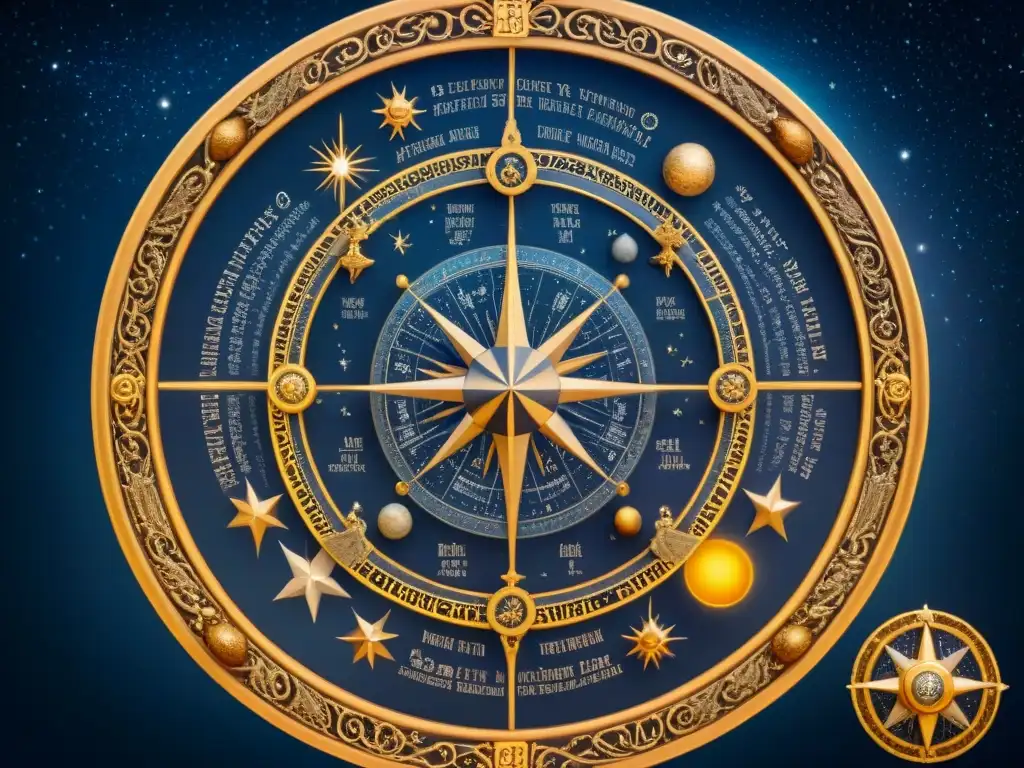 Mapa renacentista detallado con astros y símbolos zodiacales, fusionando astrología y cartografía