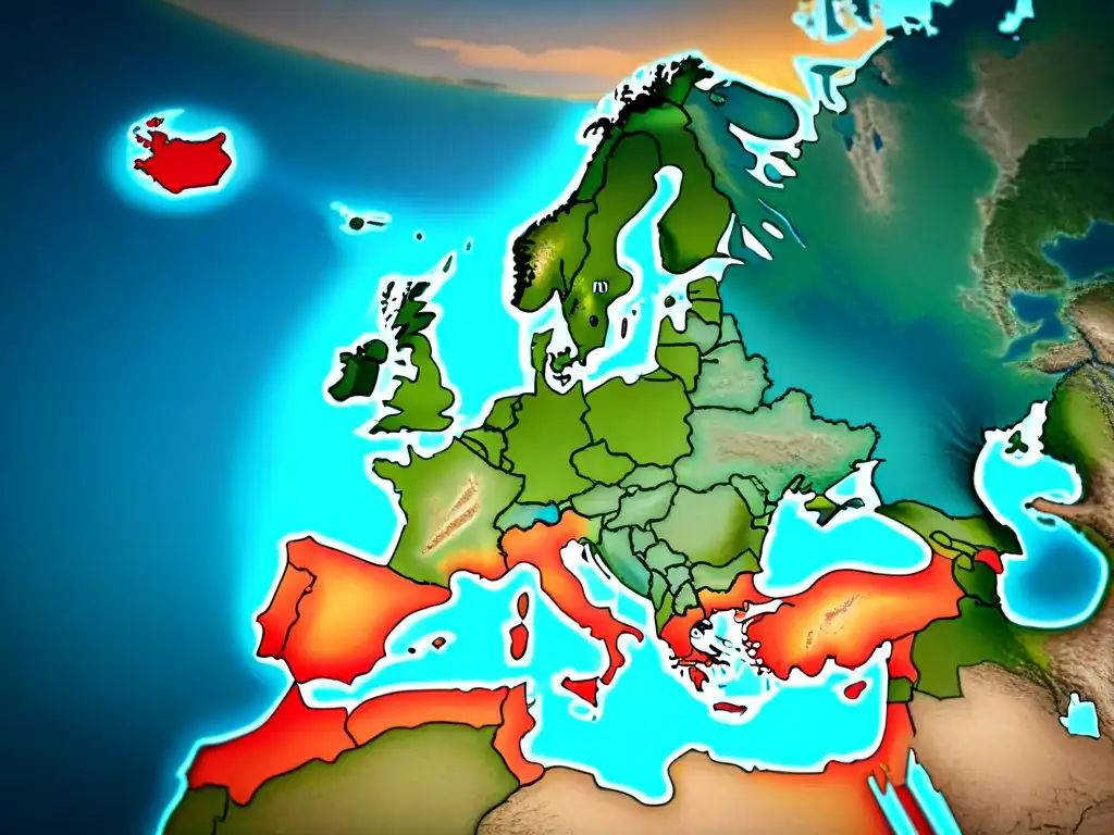 Mapa sepia detallado de Europa postBrexit, destacando cambios geopolíticos