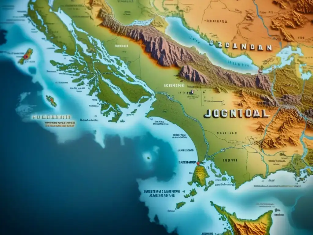 Mapa detallado en sepia de cambios territoriales, evocando conflictos históricos