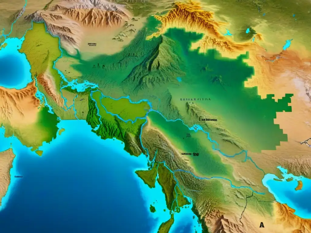 Mapa detallado sepia de Asia Central con símbolos cartográficos antiguos, mostrando historia de la cartografía en la región