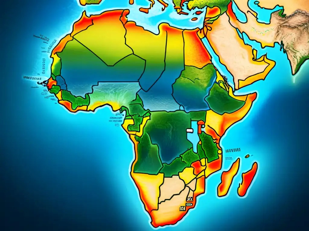 Mapa detallado sepia de África, evolución de la cartografía en el continente desde antiguos mapas a imágenes satelitales