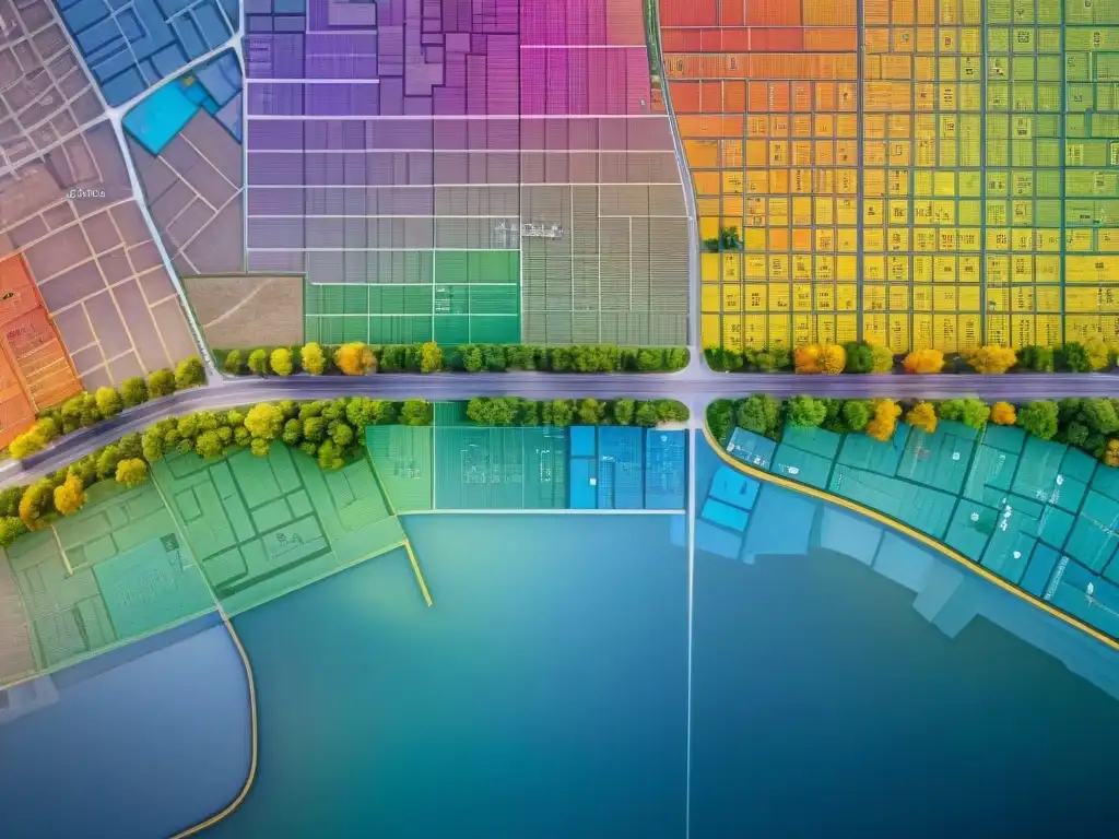 Un mapa detallado en sepia con datos coloridos y herramientas dispersas, simbolizando las Herramientas de mapeo para análisis espacial