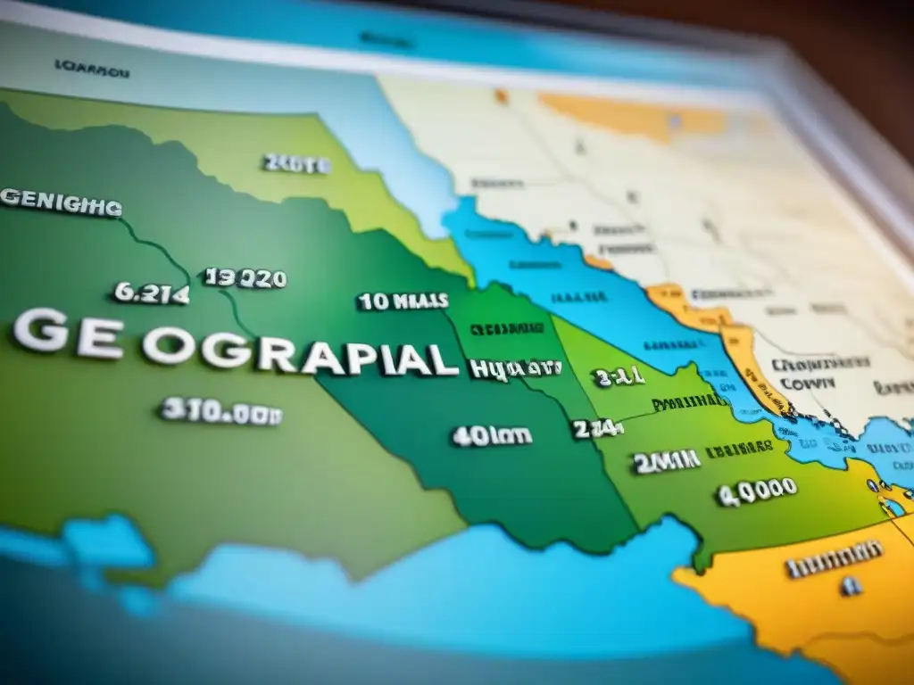 Mapa detallado en sepia con datos geográficos y áreas destacadas de distribución de clientes y puntos de venta