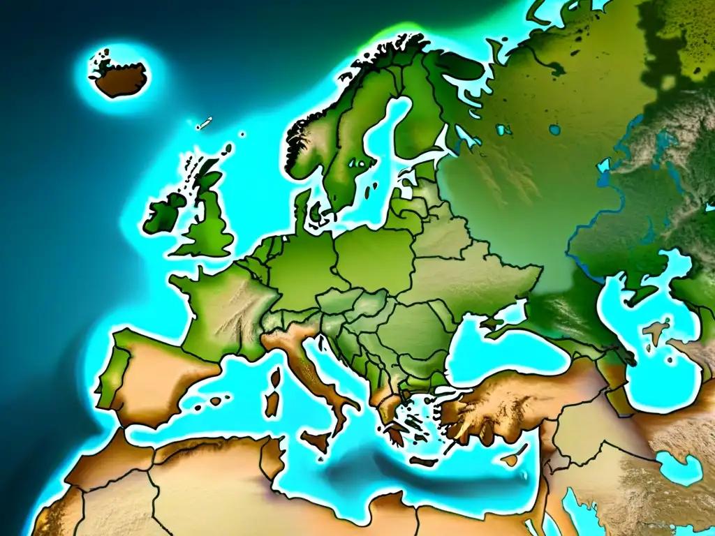 Mapa detallado de Europa en sepia, fusionando precisión digital con estética clásica