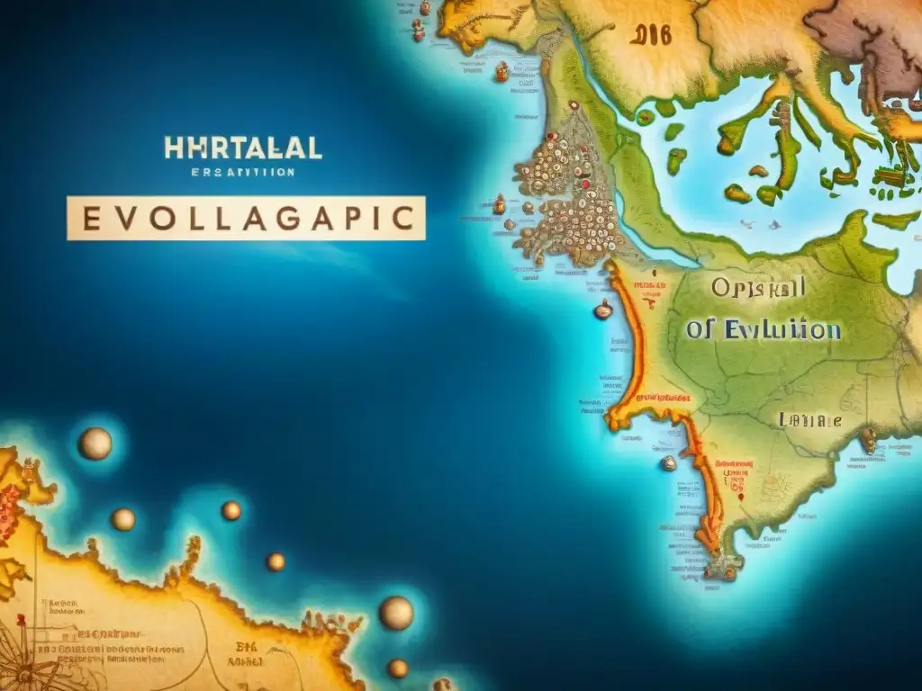 Mapa detallado en sepia mostrando la evolución de la cartografía digital con texturas antiguas y adornos, simbolizando la historia de los mapas