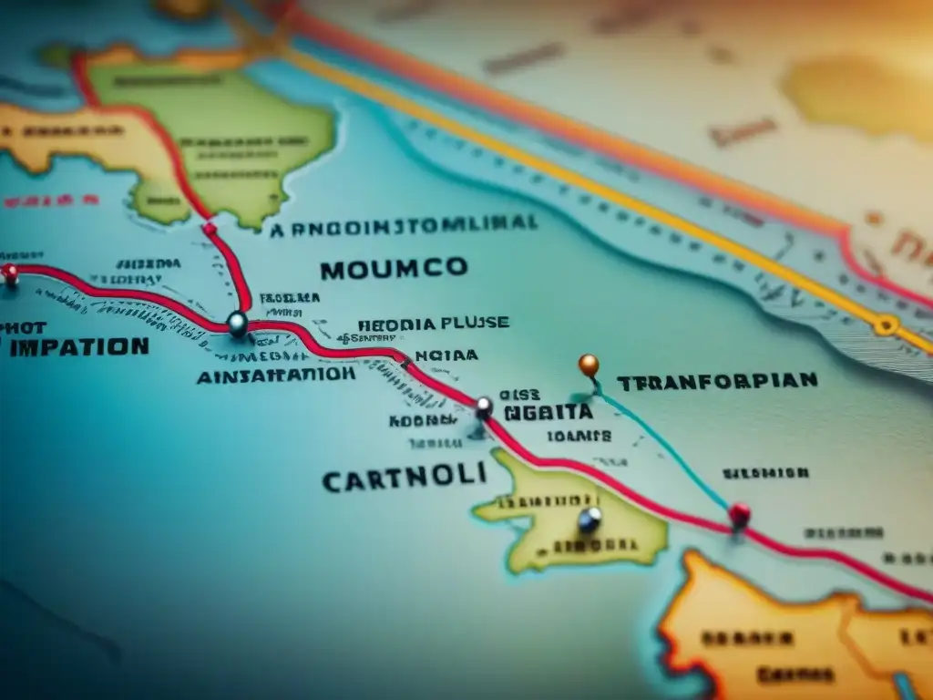 Mapa vintage sepia detallado de la evolución cartografía a digitales, con símbolos y detalles geográficos