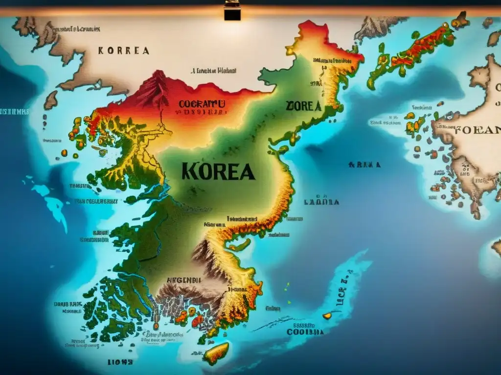 Mapa detallado de disputas territoriales en cartografía histórica de Corea en el siglo XVIII