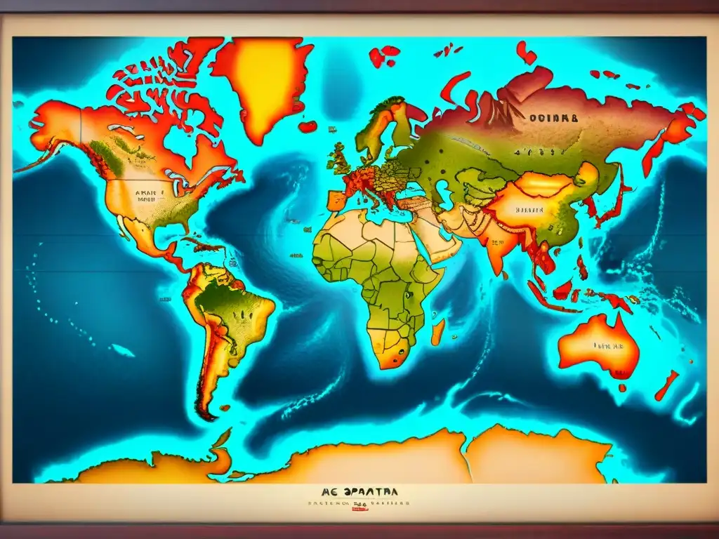 Mapa sepia detallado de la Edad de la Exploración con rutas comerciales y marcadores