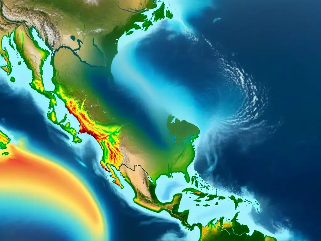 Mapa detallado sepia mostrando efectos del cambio climático en regiones del mundo