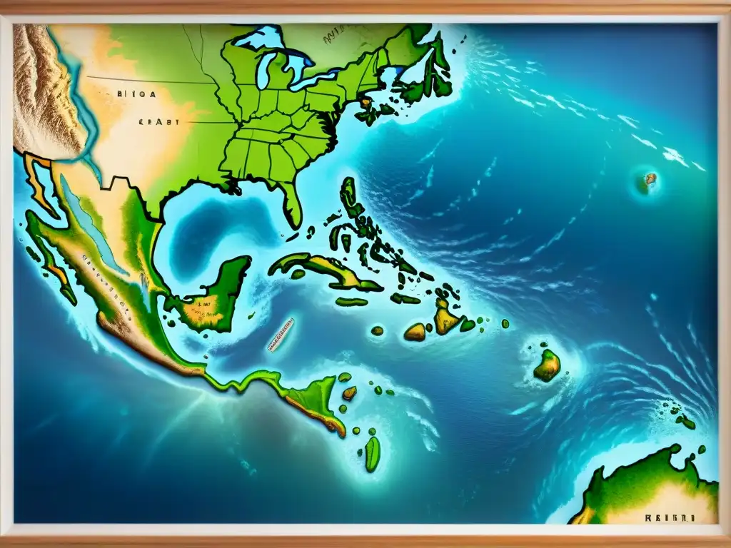 Mapa detallado en sepia del Pacífico durante la Era de los Descubrimientos, con monstruos marinos y barcos, exudando misterio y aventura