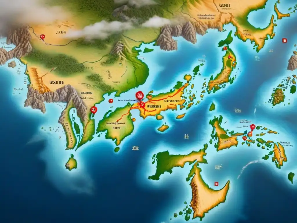 Mapa detallado en sepia de Japón feudal: estética cartográfica y belleza histórica