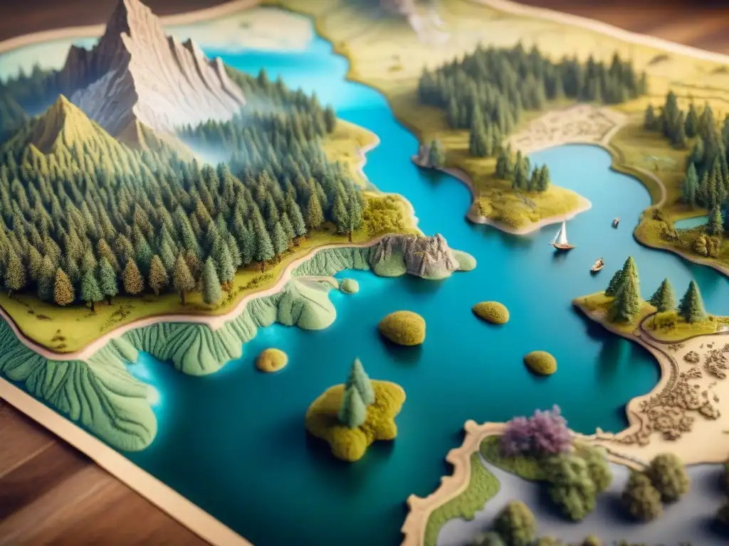 Mapa detallado y fantasioso con criaturas míticas y paisajes naturales, evolución de la cartografía moderna