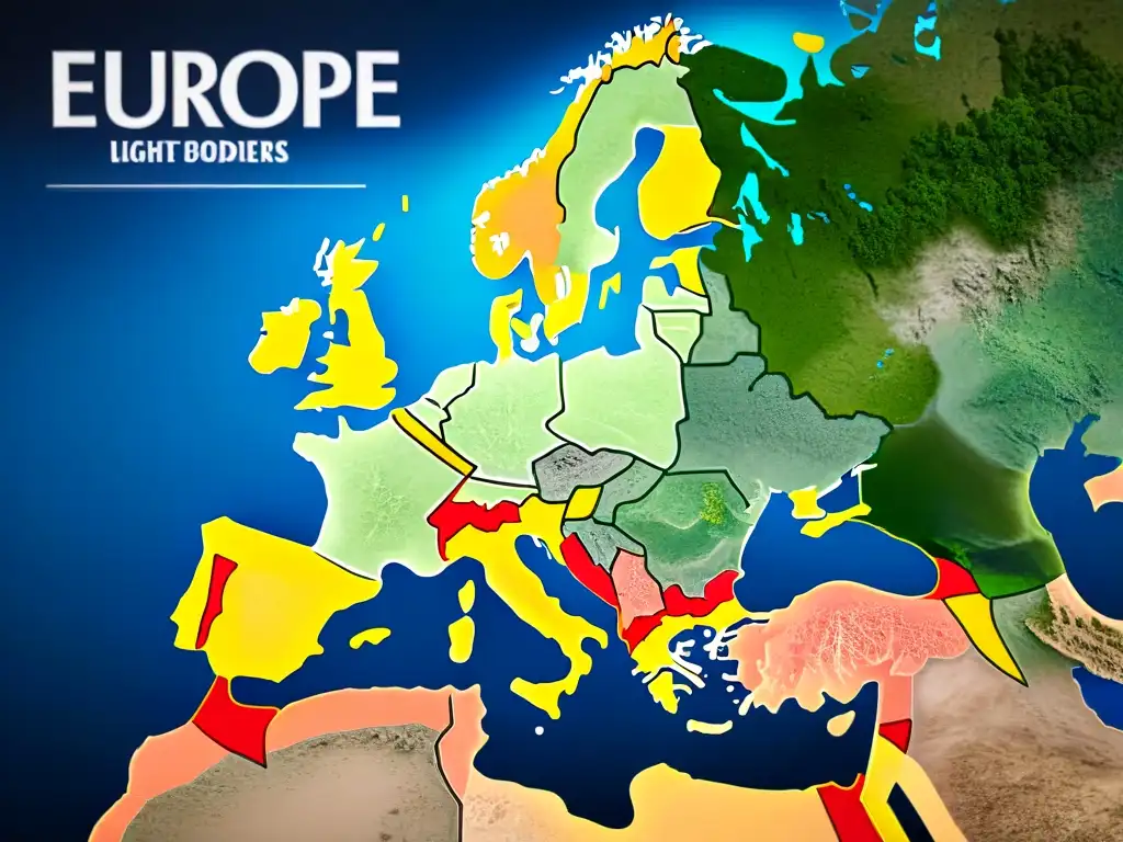 Mapa detallado en sepia de Europa con fronteras cambiantes por conflictos históricos, mostrando eventos clave