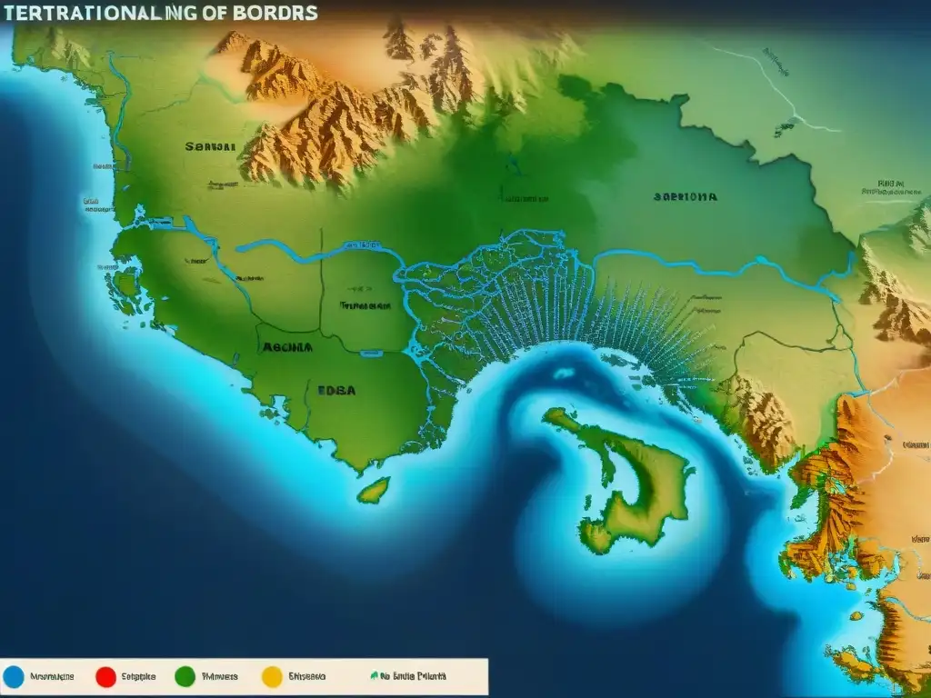 Mapa detallado en sepia de la evolución de fronteras, conflictos territoriales y cartógrafos influyentes a lo largo de la historia