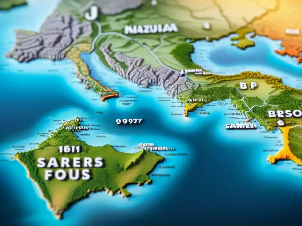 Mapa sepia detallado con fronteras e hitos históricos, reflejando el impacto de la cartografía en culturas y sociedades divididas