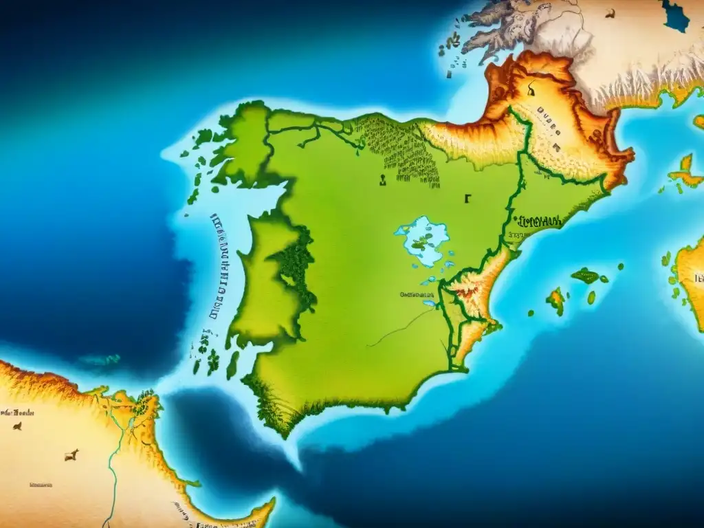 Mapa detallado en sepia de la Península Ibérica durante la Reconquista, resaltando castillos y ciudades