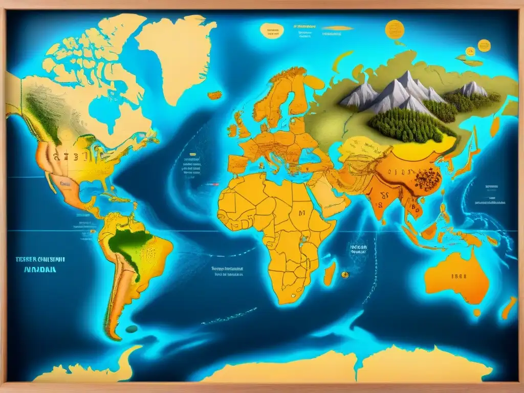 Mapa detallado en sepia mostrando la evolución de la cartografía a lo largo de la historia