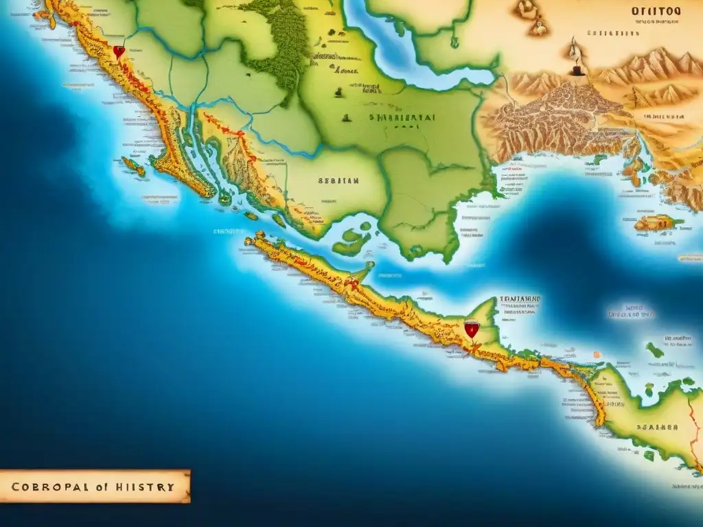 Mapa detallado en sepia mostrando la evolución de la cartografía con mapas antiguos en pergamino hasta digitales actuales