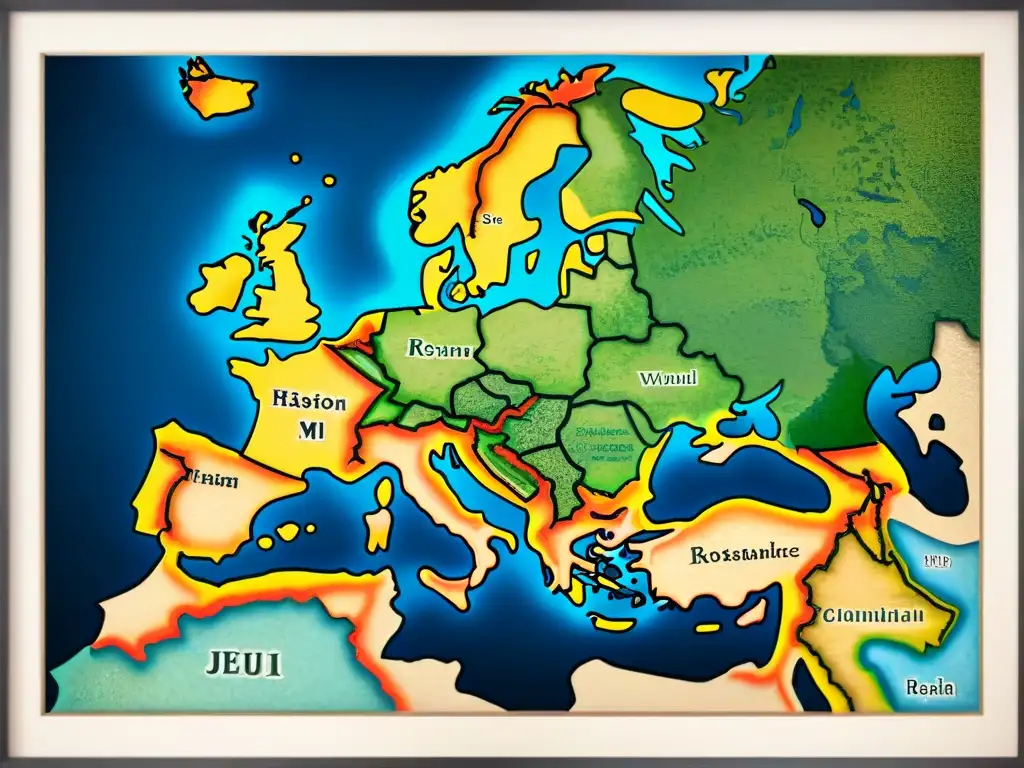 Mapa detallado de Europa medieval en sepia con monstruos marinos y veleros, evocando la evolución de la cartografía medieval europea técnicas