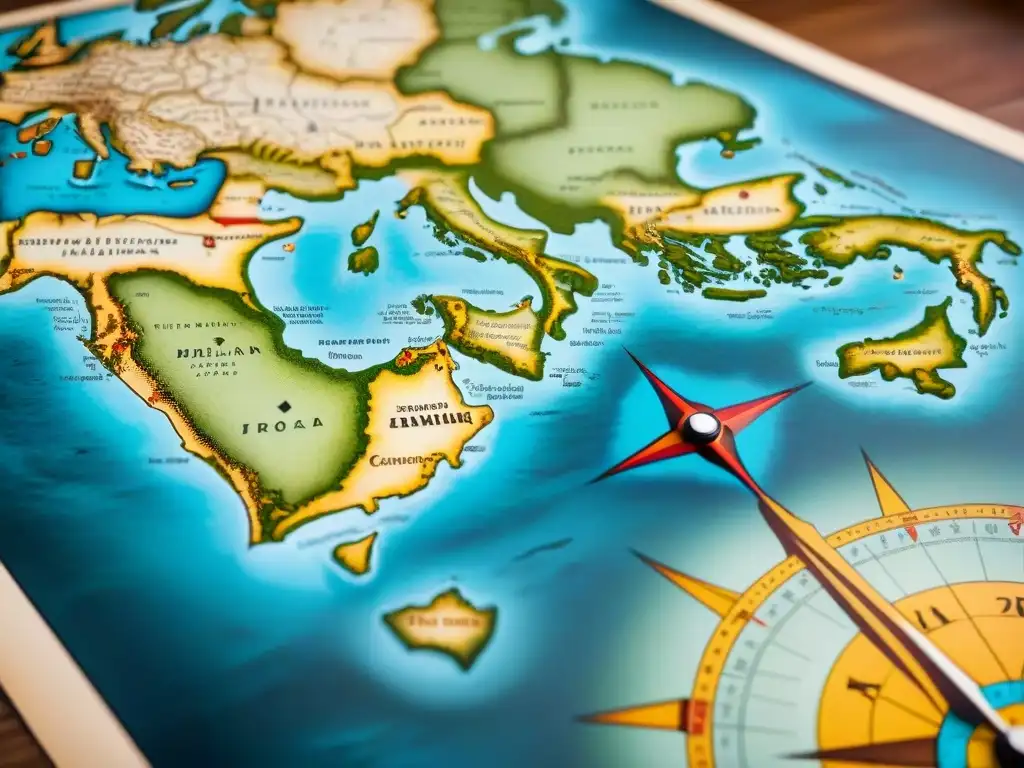 Mapa detallado del mundo antiguo en sepia, con criaturas míticas y barcos, evocando historia y aventura
