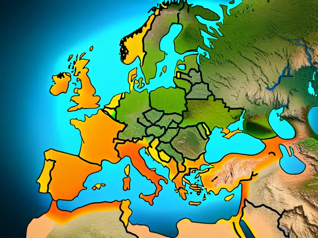 Mapa detallado en sepia de la evolución de la red ferroviaria en Europa, resaltando estaciones y hitos históricos