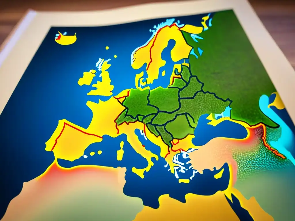 Mapa detallado sepia de Europa en el Renacimiento, con técnicas coloración mapas renacimiento