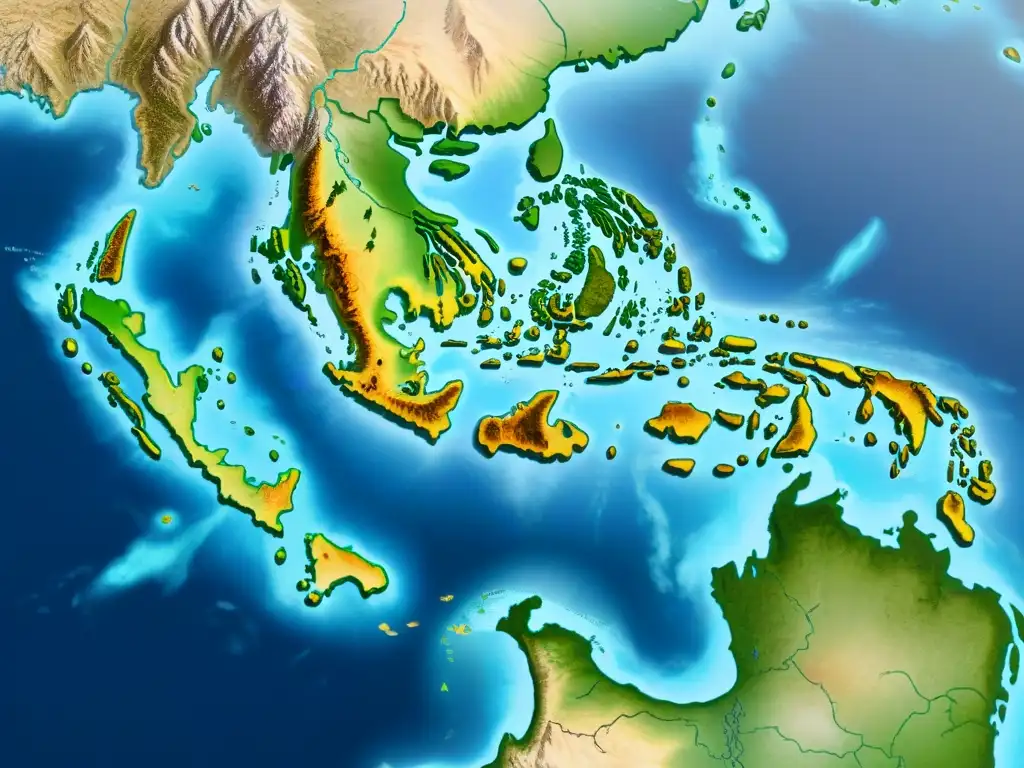 Mapa detallado sepia de Filipinas: evolución cartografía con rutas comerciales antiguas, influencias coloniales y tecnología digital