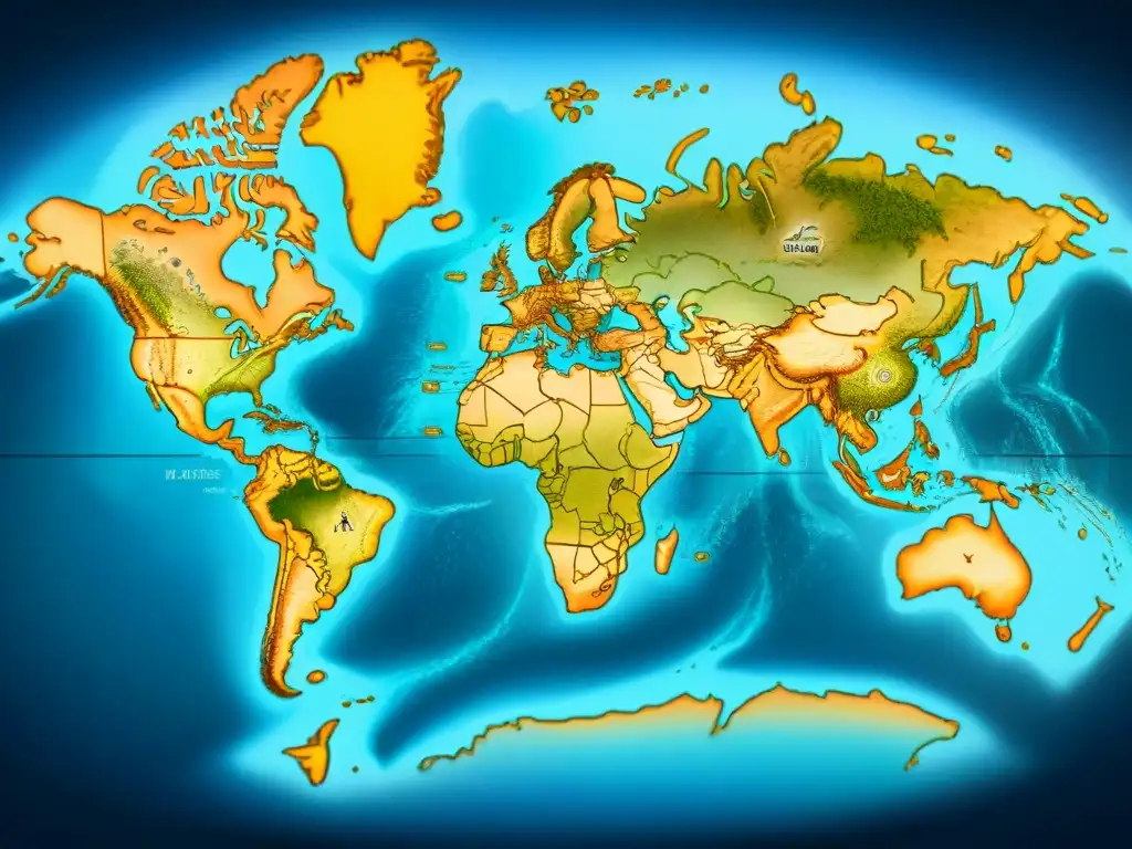 Mapa detallado en sepia de rutas comerciales globales Mapa detallado sepia de rutas comerciales, rosas de los vientos antiguas y barcos navegando mares