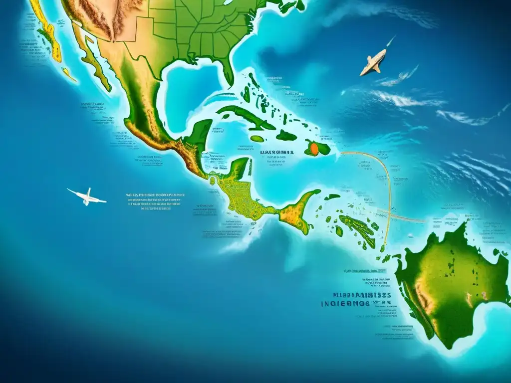 Mapa detallado sepia del Océano Pacífico con rutas de navegación históricas y detalles cartográficos de Oceanía