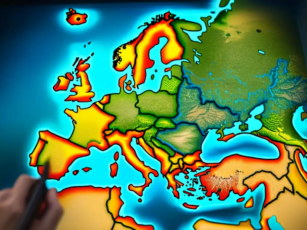 Mapa sepia detallado del siglo XVI de Europa con criaturas míticas y monstruos marinos